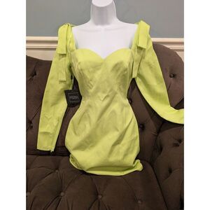 IEENA by Mac Duggal BOW SHOULDER LONG SLEEVE SWEETHEART FITTED MINI DRESS size 4